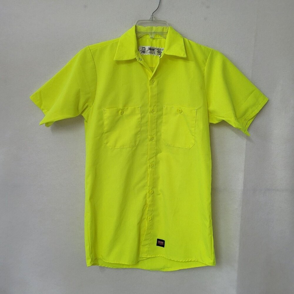 Red Kap SY24YE Mens Short Sleeve Enhanced Visibility Work Shirt Yellow Size S‎